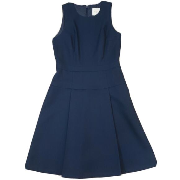 J. Crew Suiting ~Woman Size 0~ Navy Blue Fit Flare Wool Blend Sleeveless Dress. - Picture 1 of 12